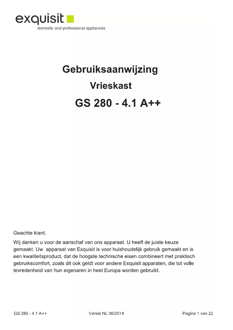 Image de la première page du manuel de l'appareil GS 280-4.1 A