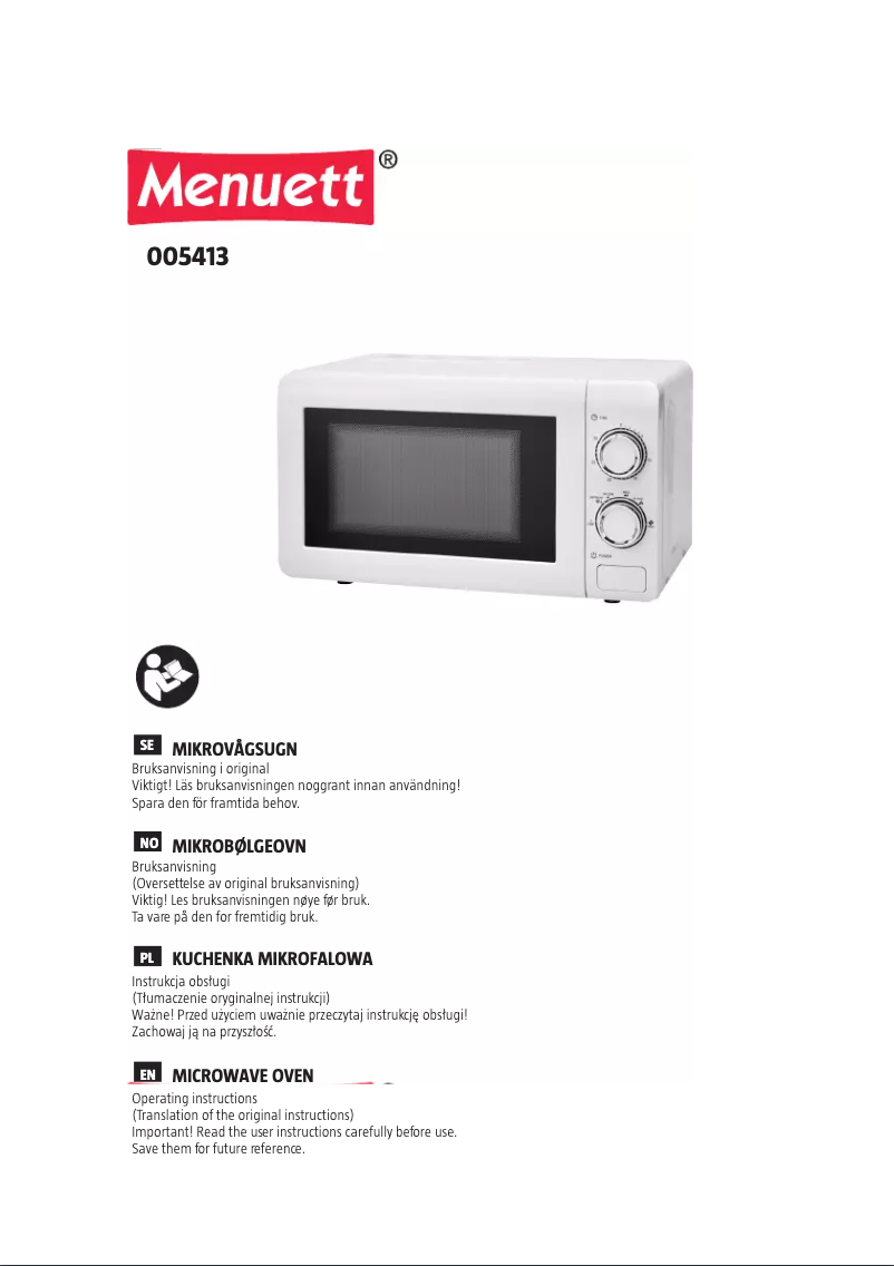 Page n°1 - Manuel utilisateur Menuett 005-413