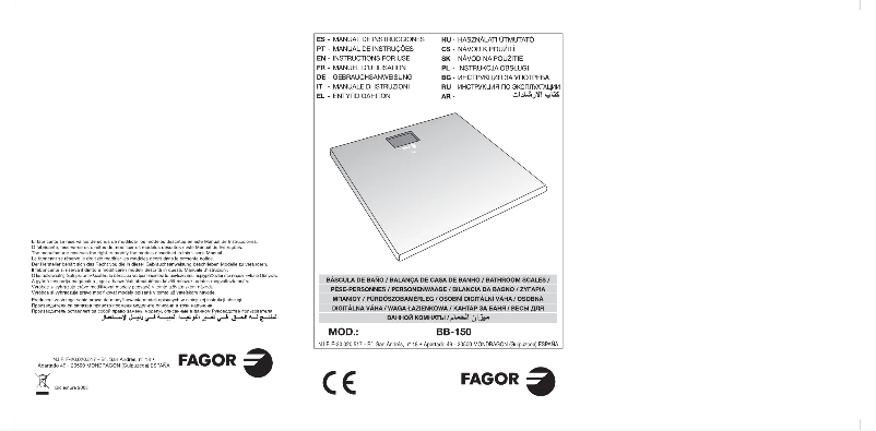 Page n°1 - Manuel utilisateur Fagor BB150