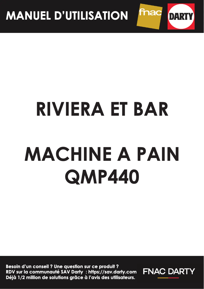 Page 1 de la notice Manuel utilisateur Riviera & Bar QMP440