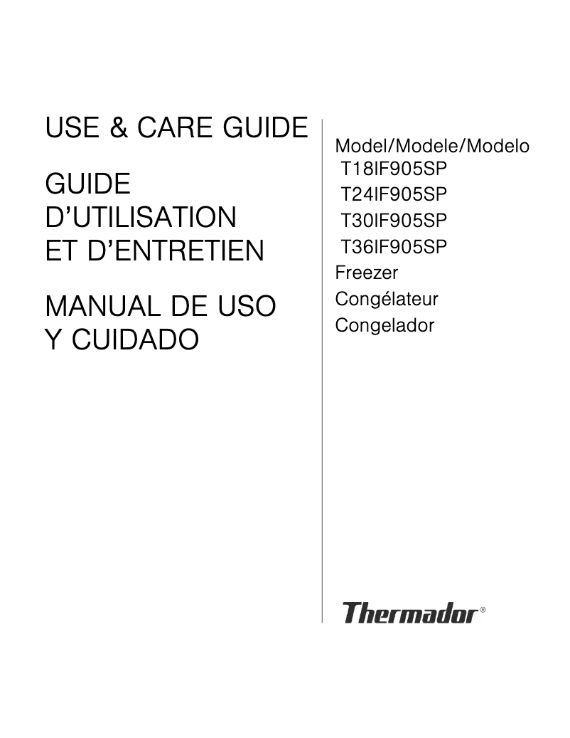 Page n°1 - Manuel utilisateur Thermador T18IF905SP