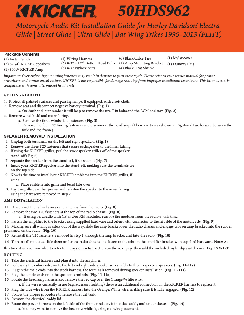 Page 1 de la notice Manuel utilisateur Kicker 50HDS962