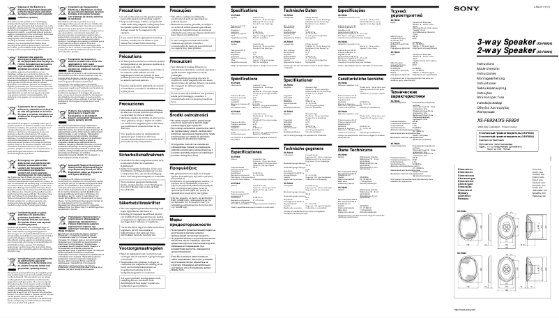 Page 1 de la notice Manuel utilisateur Sony XS-F6934