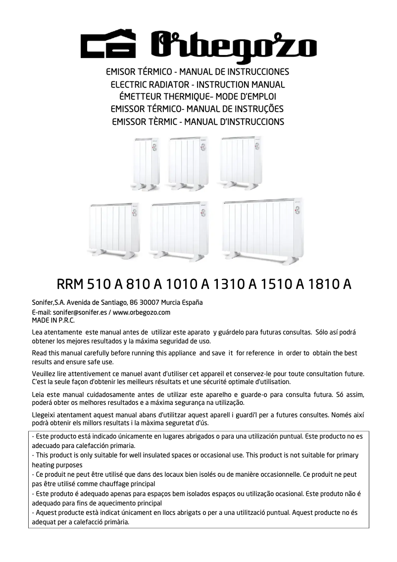 Page 1 de la notice Manuel utilisateur Orbegozo RRM 510