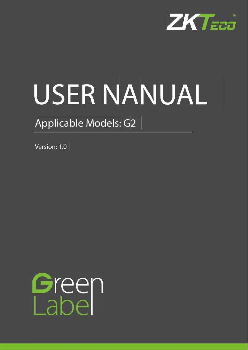 Page 1 de la notice Manuel utilisateur ZKTeco G2