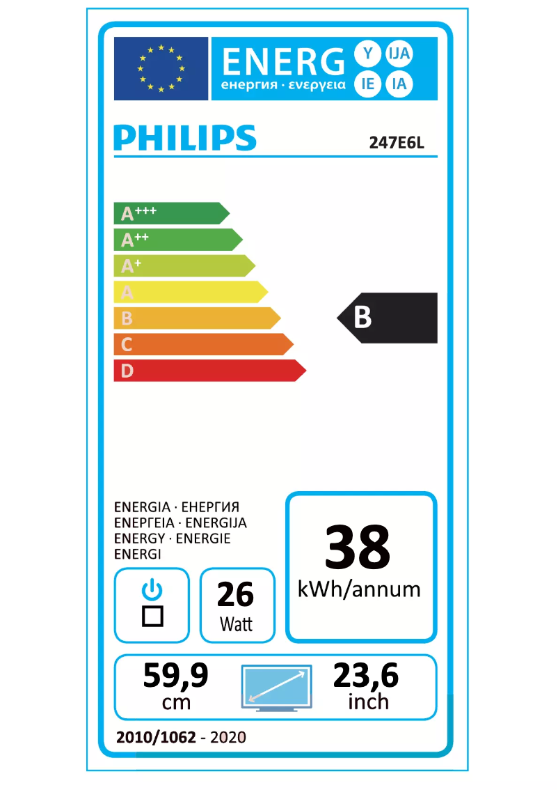 Page n°1 - Label énergétique Philips 247E6LDAD