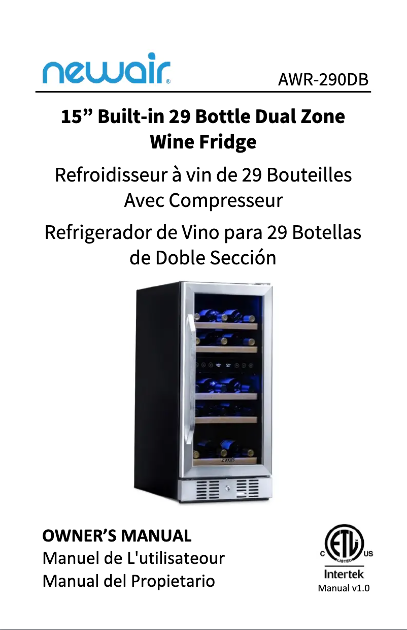 Page 1 de la notice Manuel utilisateur NewAir AWR-290DB