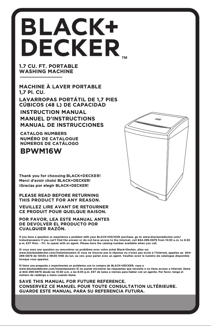 Image de la première page du manuel de l'appareil BPWM16W