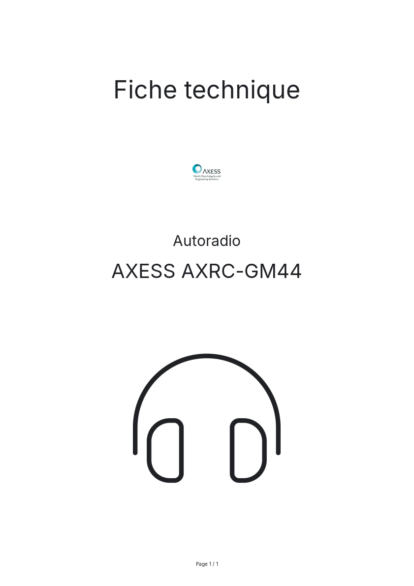 Page n°1 - Fiche technique AXESS AXRC-GM44