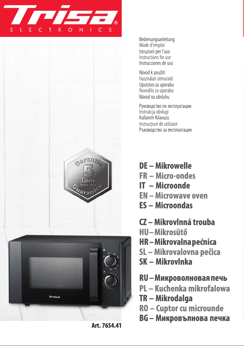 Page n°1 - Manuel utilisateur Trisa 7654.41