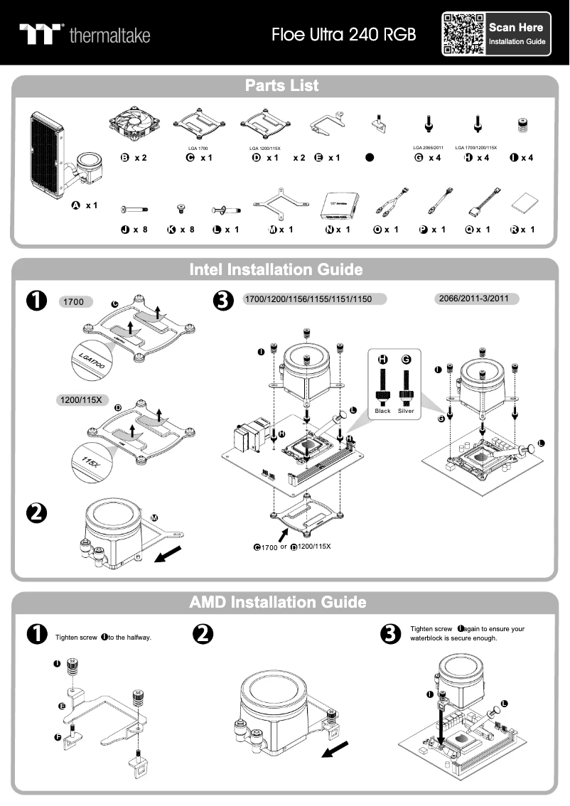 Page 1 de la notice Manuel utilisateur Thermaltake Floe Ultra 240 RGB
