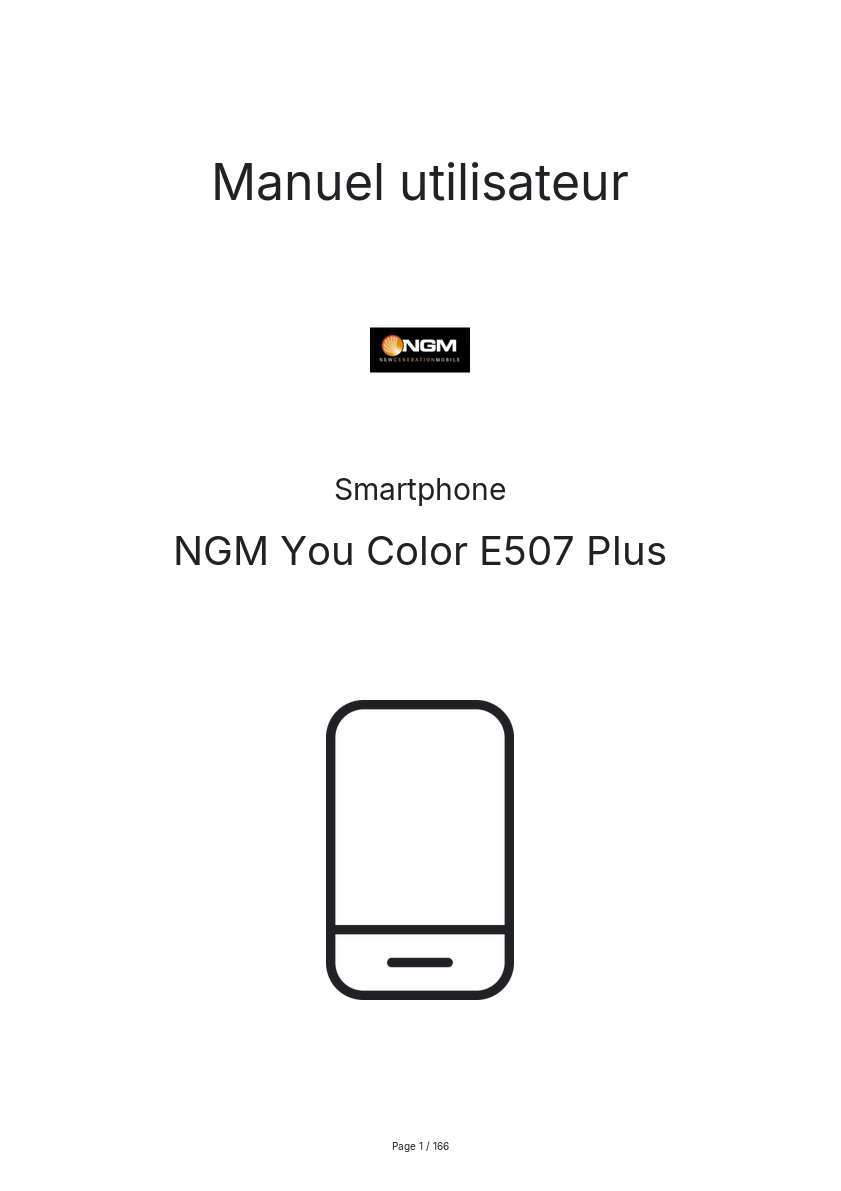 Page n°1 - Manuel utilisateur NGM You Color E507 Plus