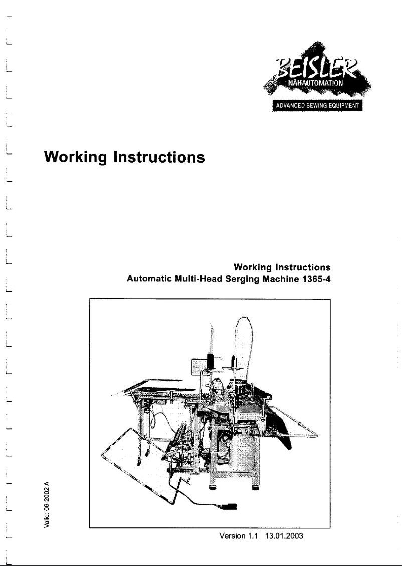 Page n°1 - Manuel utilisateur Dürkopp Adler 1365-4