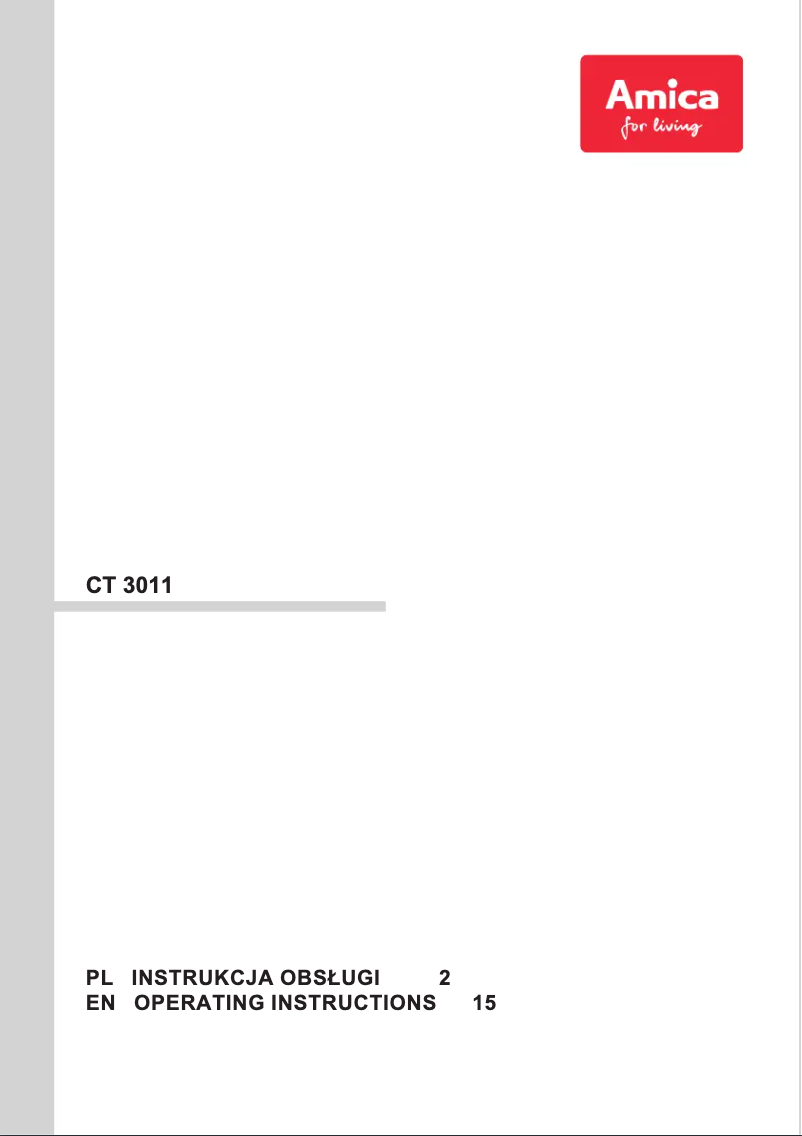 Page n°1 - Manuel utilisateur Amica CT3011