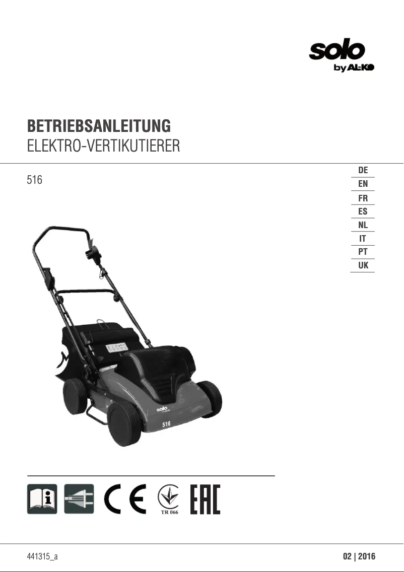 Page n°1 - Manuel utilisateur Solo 516
