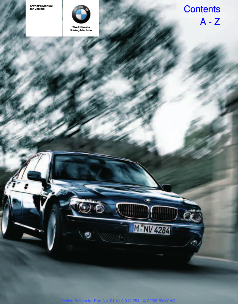 Page n°1 - Manuel utilisateur BMW 750i (2006)