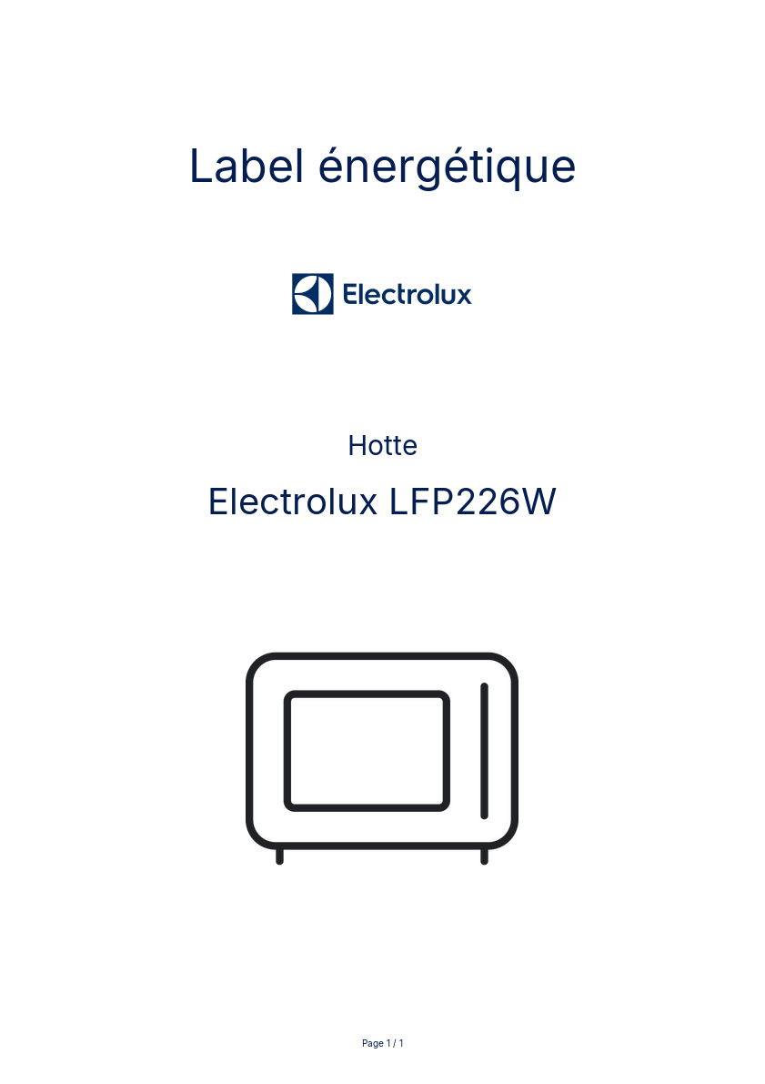 Page n°1 - Label énergétique Electrolux LFP226W