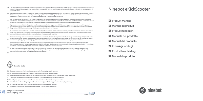 Image de la première page du manuel de l'appareil Ninebot eKickScooter E2 Plus E II