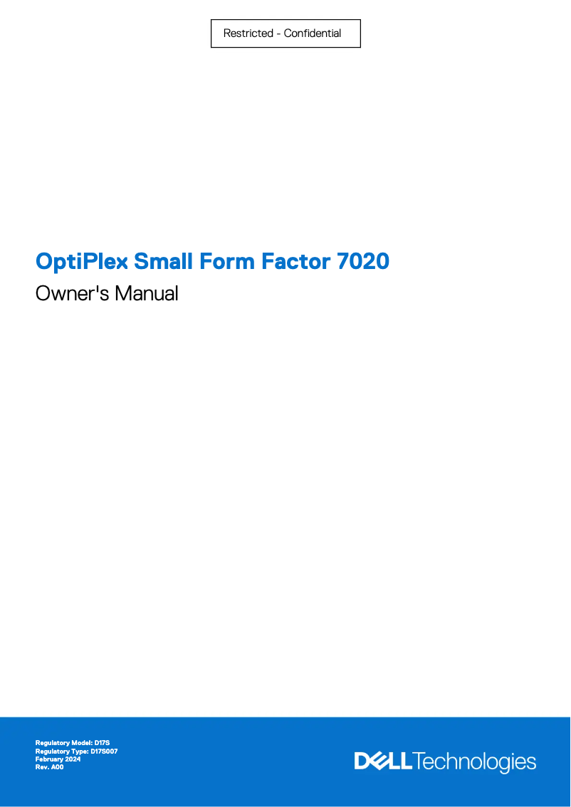 Page n°1 - Manuel utilisateur Dell OptiPlex 7020 Small Form Factor