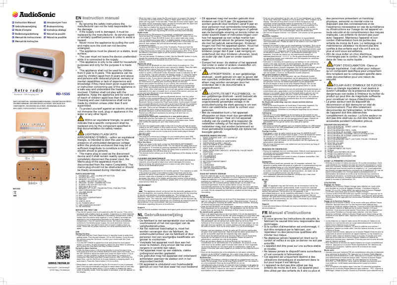 Page 1 de la notice Manuel utilisateur AudioSonic RD-1535