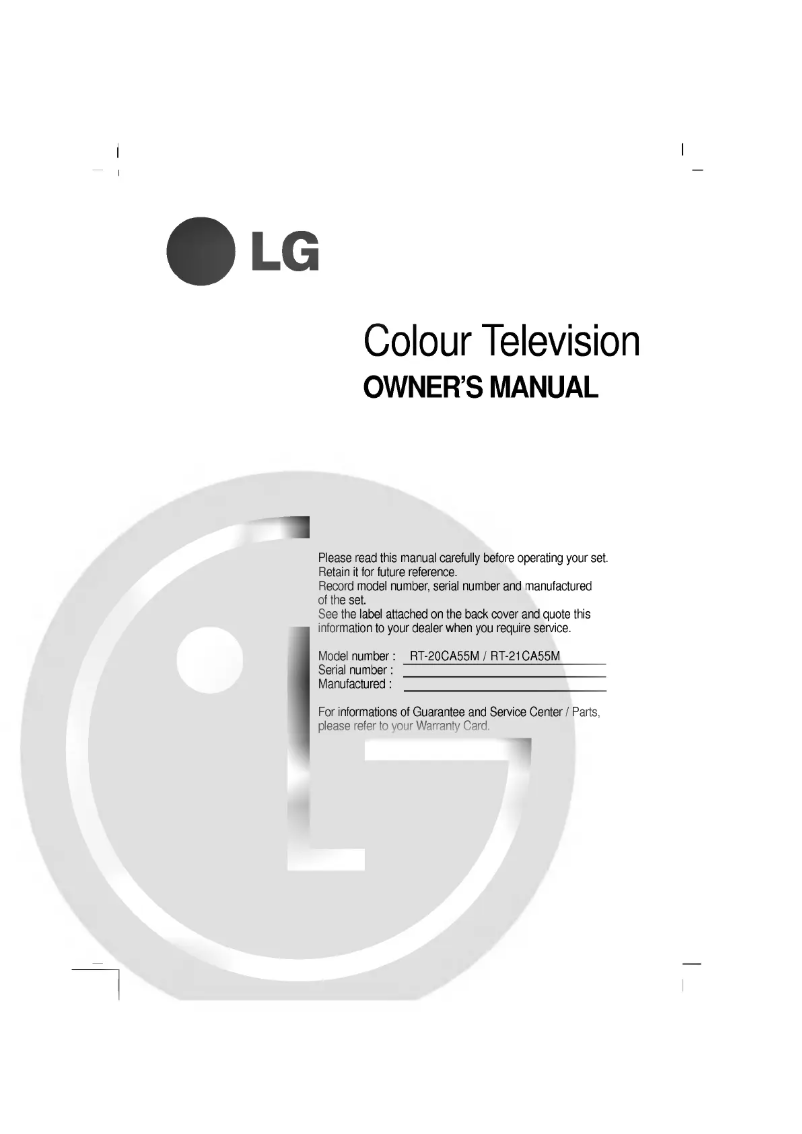 Page 1 de la notice Manuel utilisateur LG RT-20CA55M