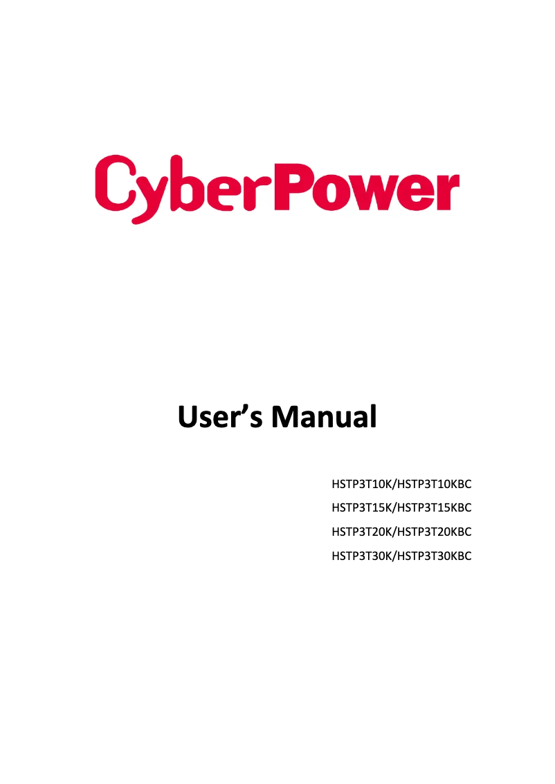 Page 1 de la notice Manuel utilisateur CyberPower HSTP3T30K