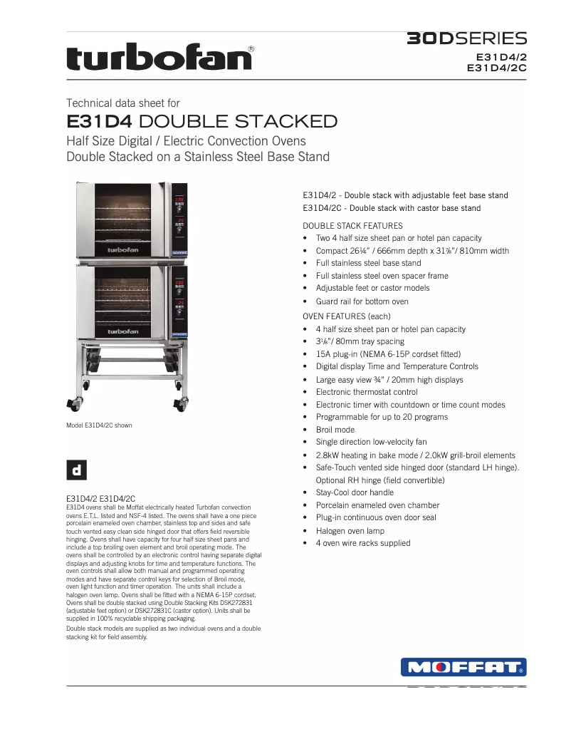 Page 1 de la notice Manuel utilisateur Moffat Turbofan E31D4