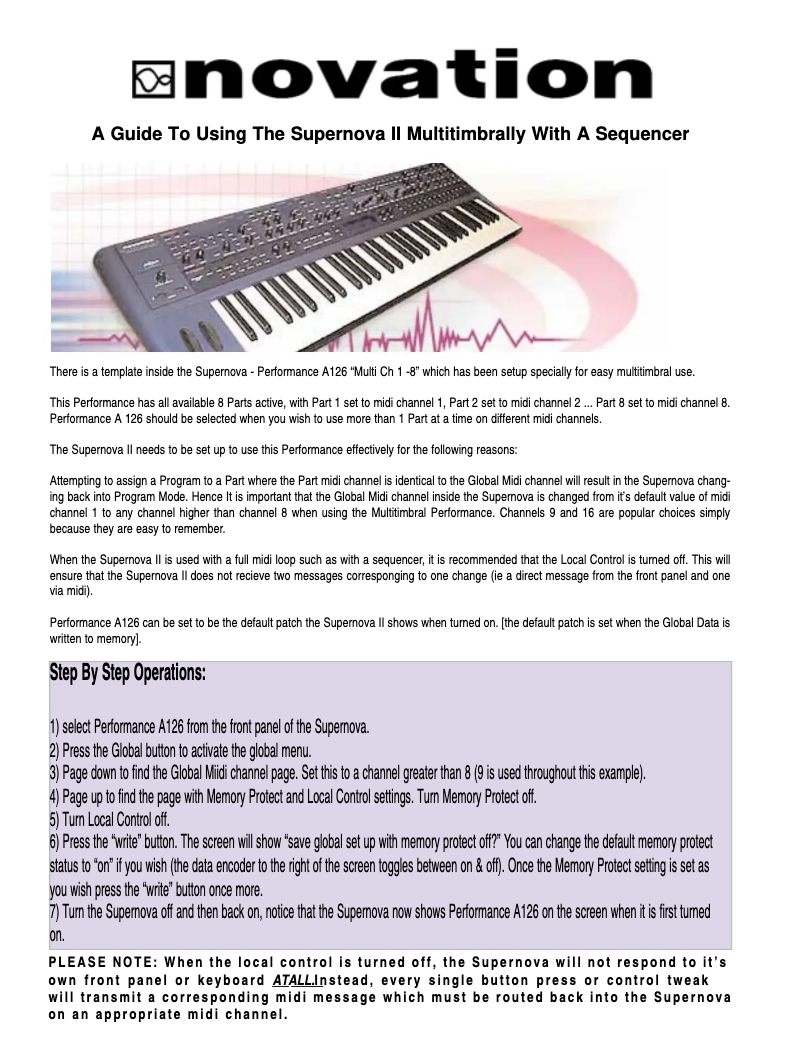 Página 1 del manual Manual de usuario Novation Nova II