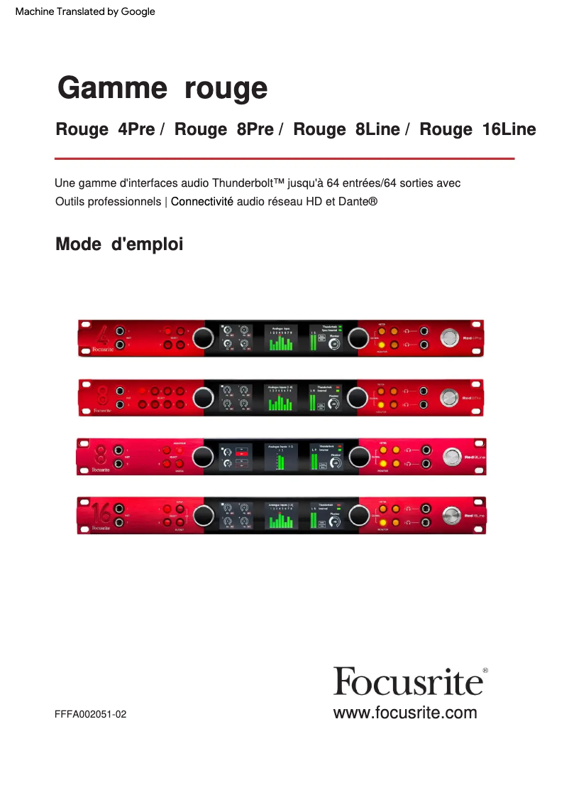Image de la première page du manuel de l'appareil Red 8Line