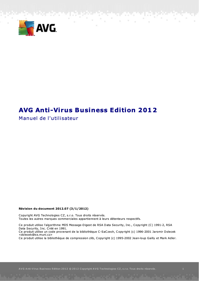 Page n°1 - Manuel utilisateur AVG Anti-Virus Business Edition 2012