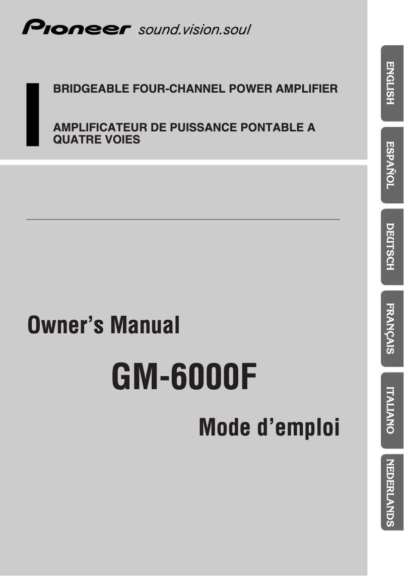 Page n°1 - Manuel utilisateur Pioneer GM-6000F