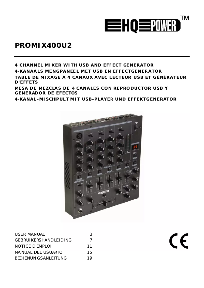 Page n°1 - Manuel utilisateur HQ Power PROMIX400U2
