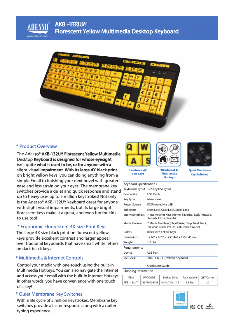 Page n°1 - Manuel utilisateur Adesso EasyTouch 132