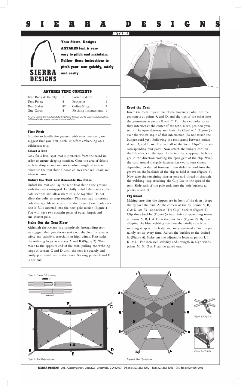 Página 1 del manual Manual de usuario Sierra Designs Antares
