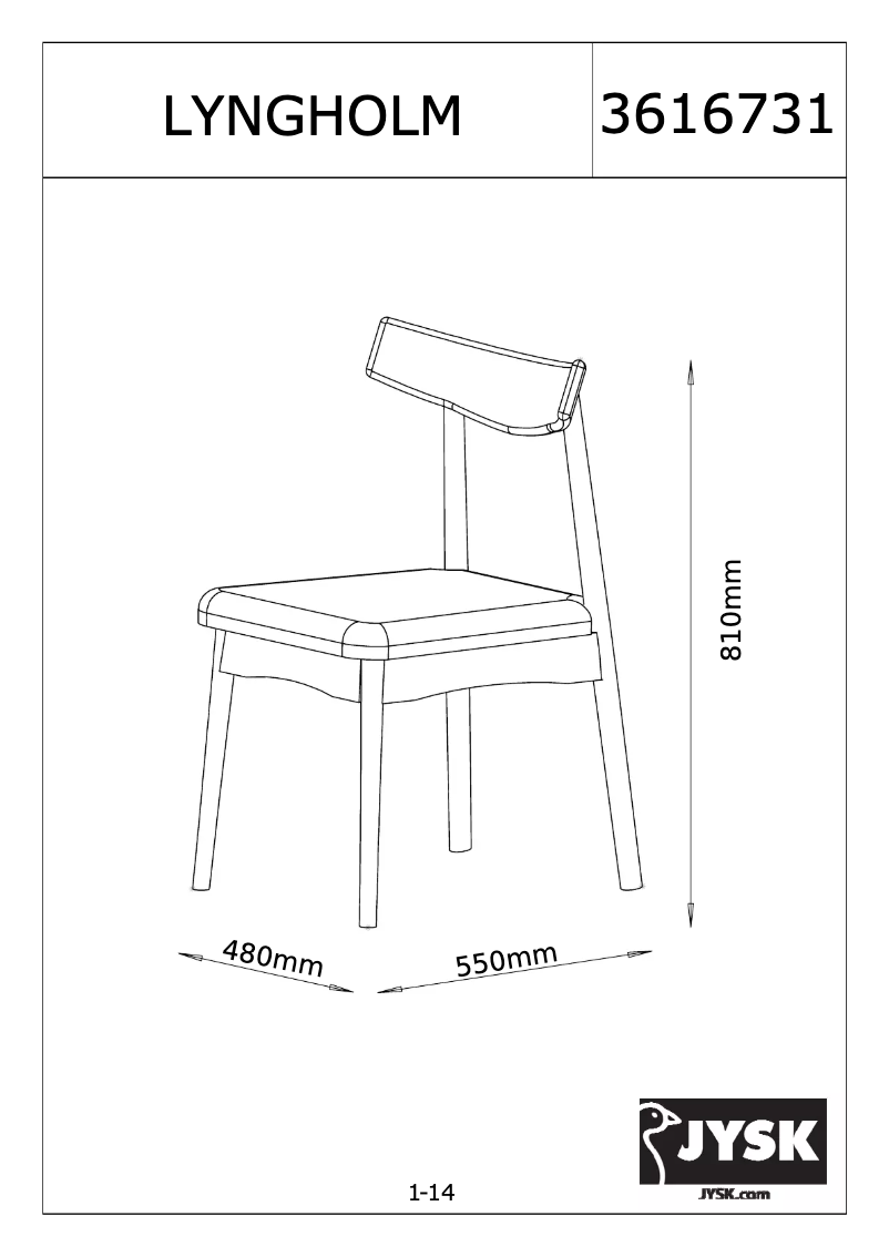 Page n°1 - Manuel utilisateur JYSK Lyngholm