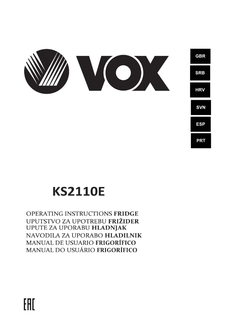 Página 1 del manual Manual de usuario VOX KS 2110 E