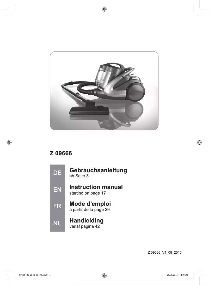 Page n°1 - Manuel utilisateur Cleanmaxx Z 09666