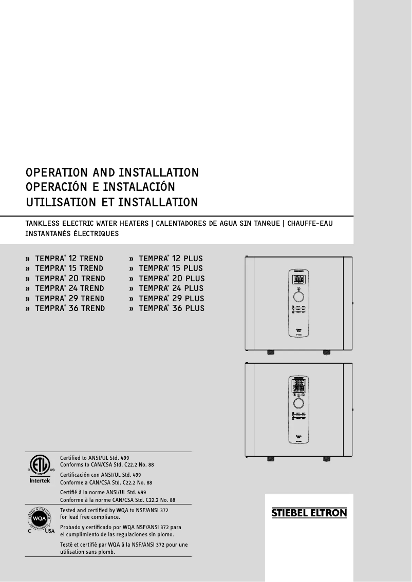 Page n°1 - Manuel utilisateur Stiebel Eltron Tempra Trend