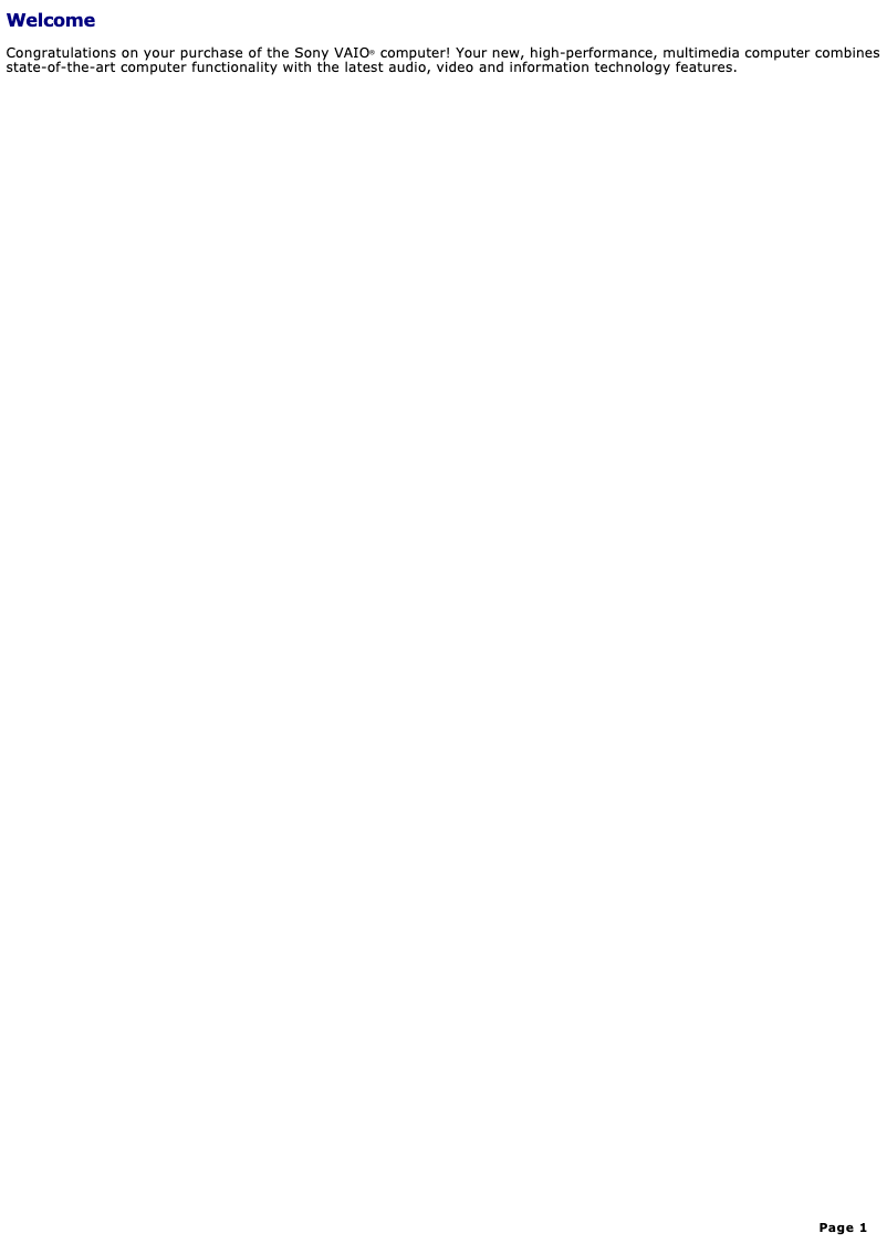 Página 1 del manual Manual de usuario Sony Vaio PCV-LX920