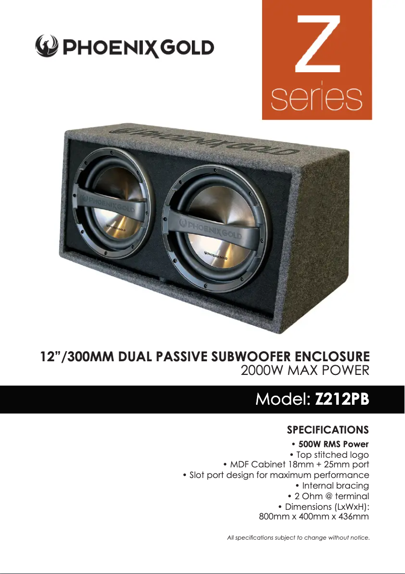 Page n°1 - Manuel utilisateur Phoenix Gold Z212PB