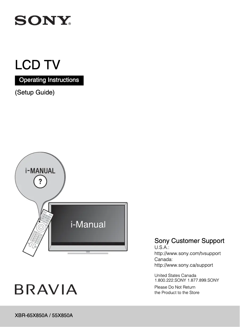 Page n°1 - Manuel utilisateur Sony Bravia XBR-55X850A