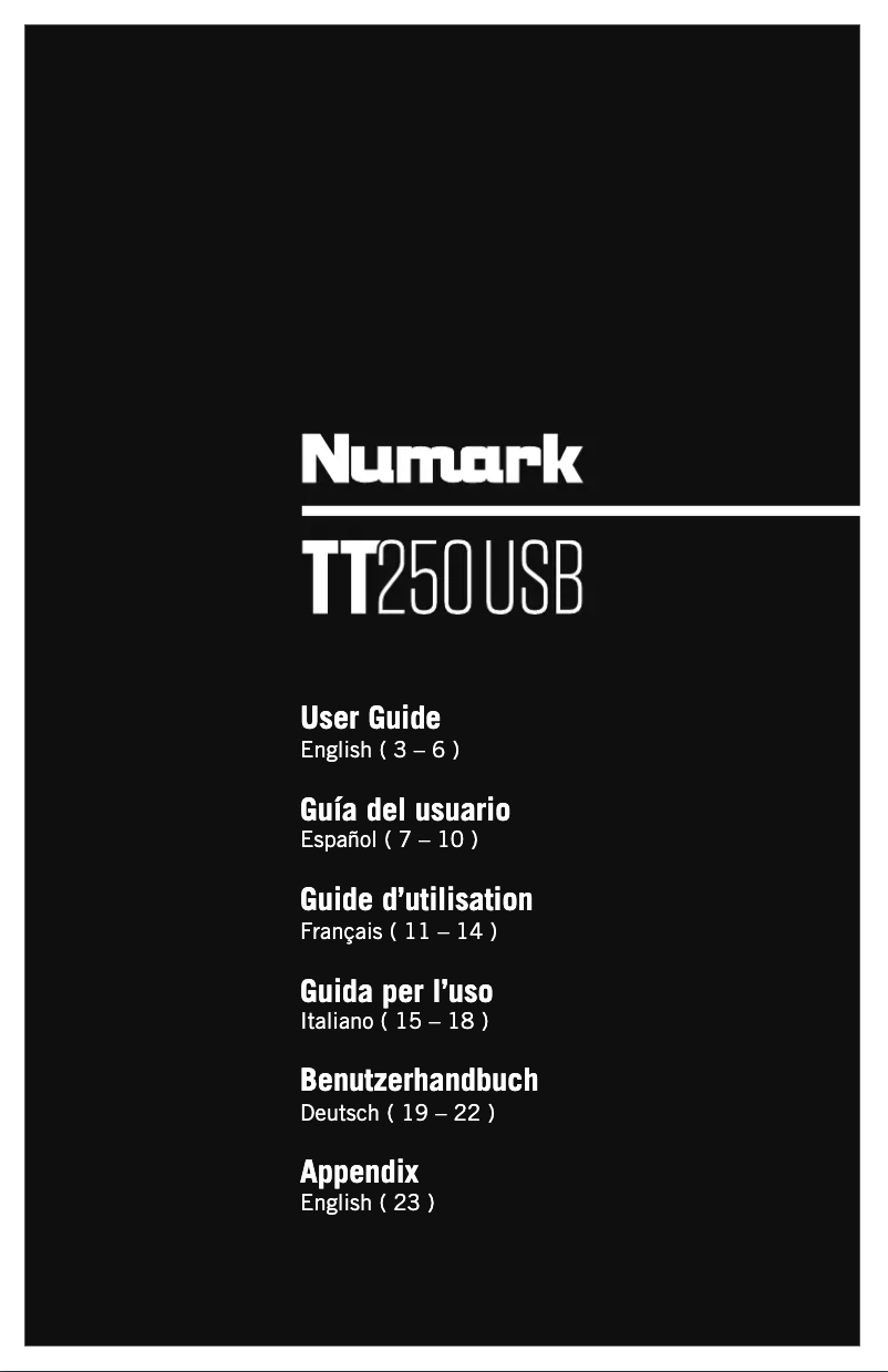 Page 1 de la notice Manuel utilisateur Numark TT250USB