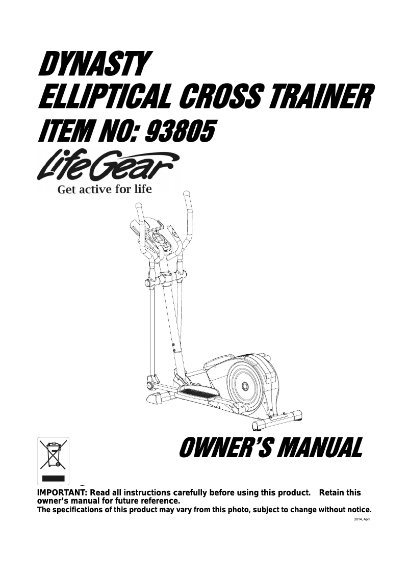 Page 1 de la notice Manuel utilisateur Life Gear Dynasty 93805