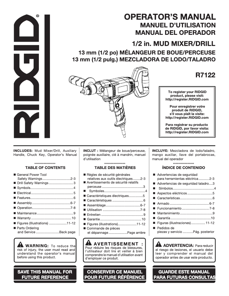 Página 1 del manual Manual de usuario Ridgid R7122