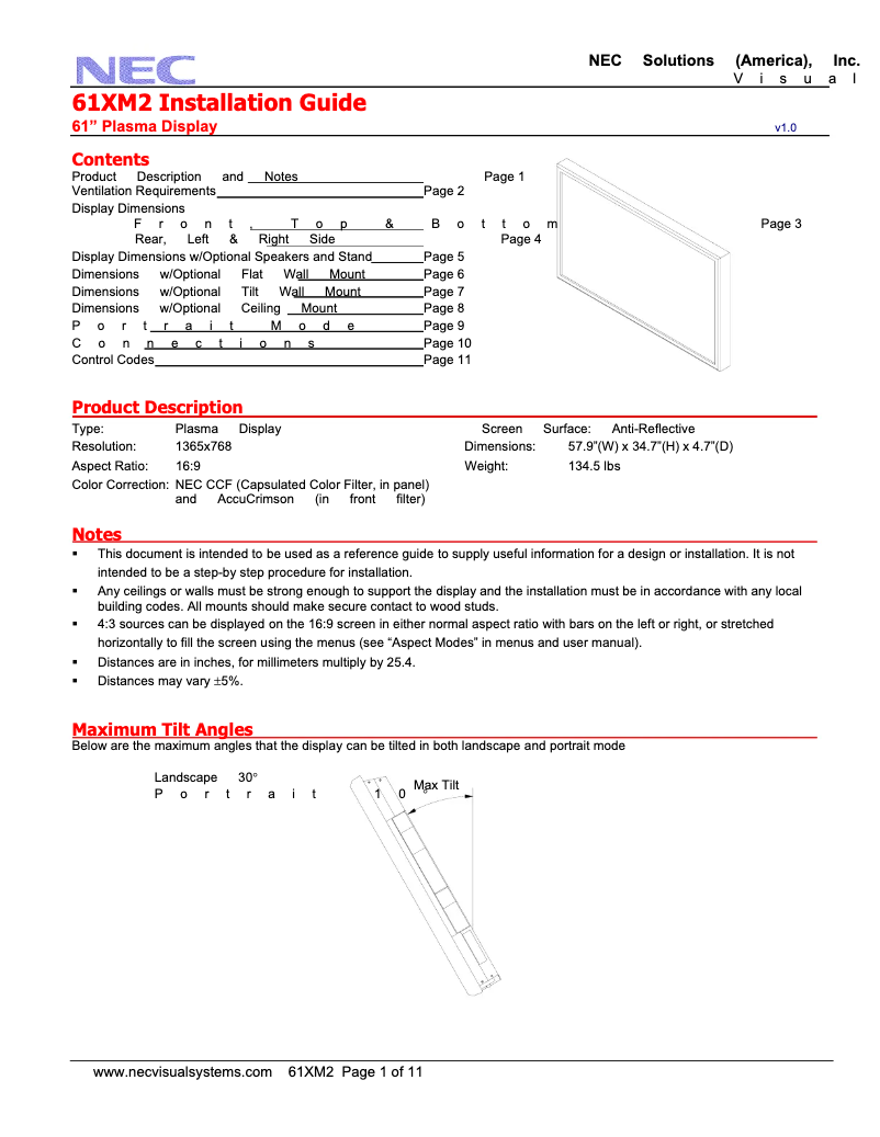 Image de la première page du manuel de l'appareil PlasmaSync 61XM2
