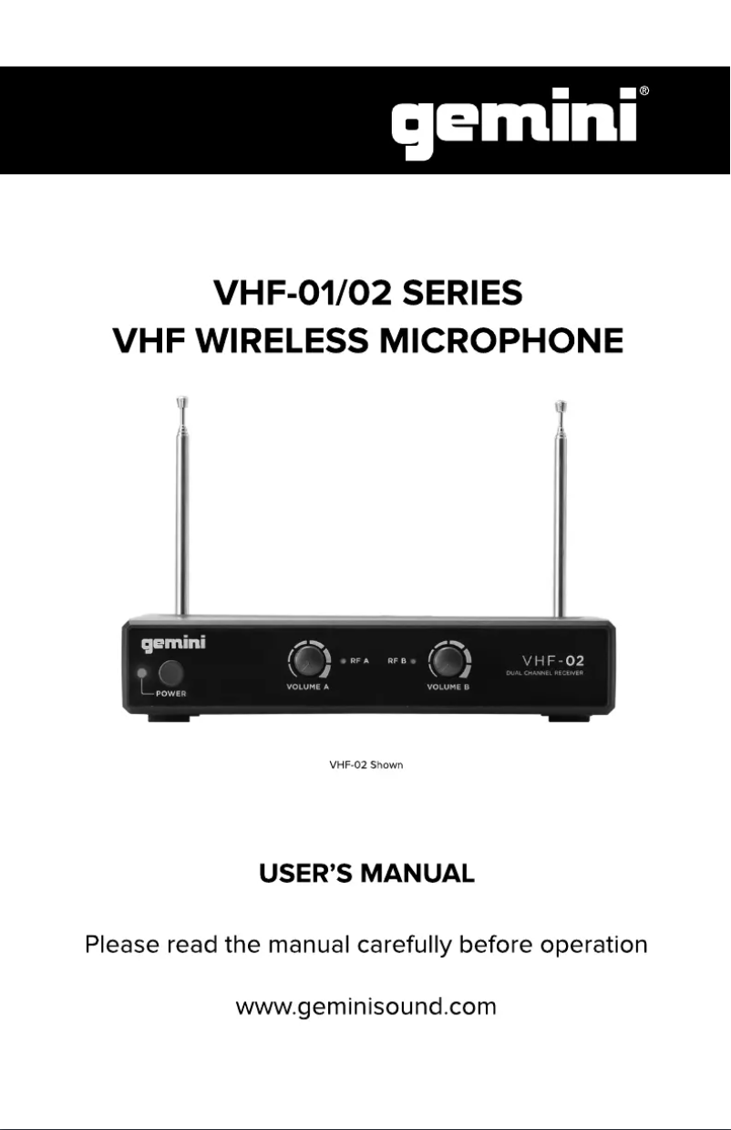 Page 1 de la notice Manuel utilisateur Gemini VHF-01M