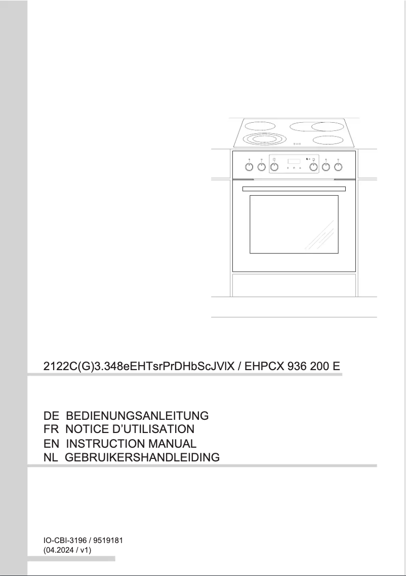 Page n°1 - Manuel utilisateur Amica EHPCX 936 200 E