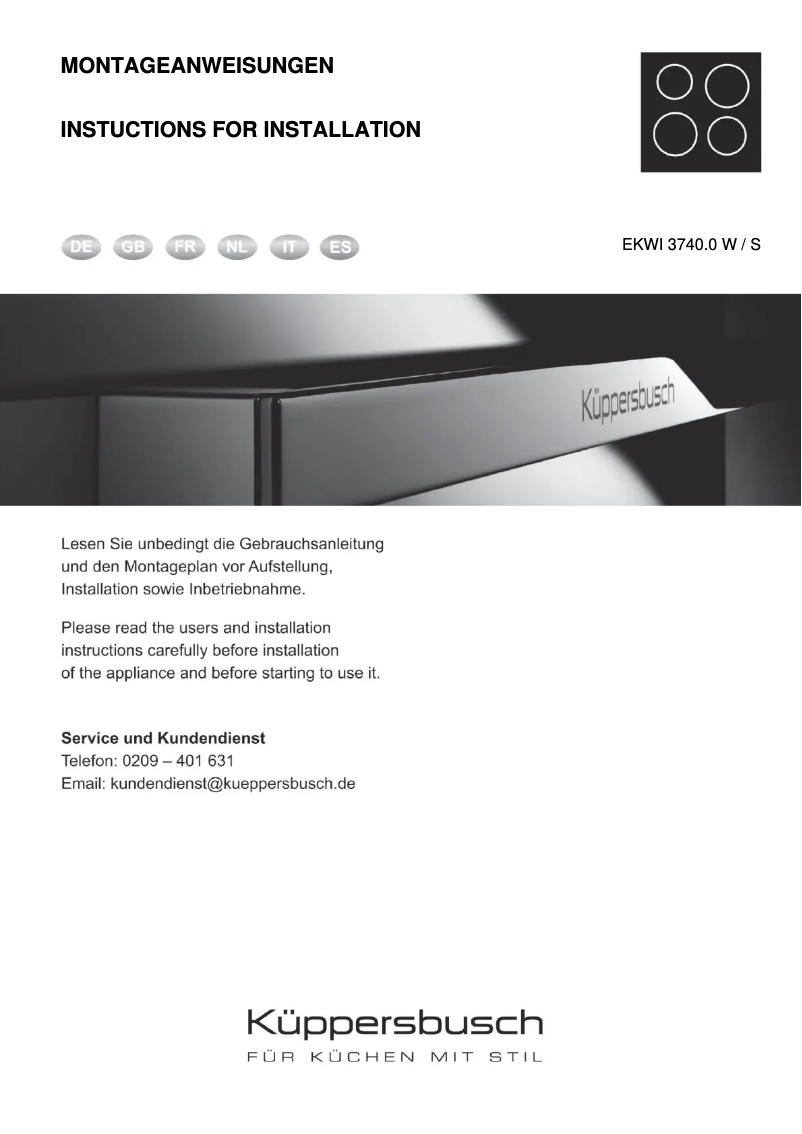 Página 1 del manual Manual de uso y mantenimiento Küppersbusch EKWI3740.0W