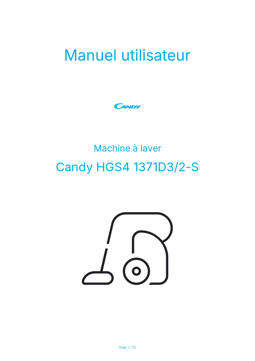 Page n°1 - Manuel utilisateur Candy HGS4 1371D3/2-S
