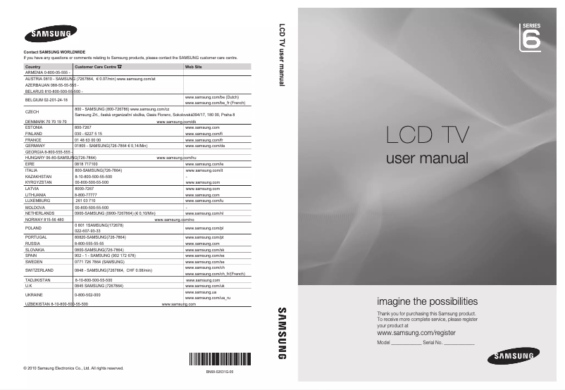 Page n°1 - Manuel utilisateur Samsung LE46C670M1S